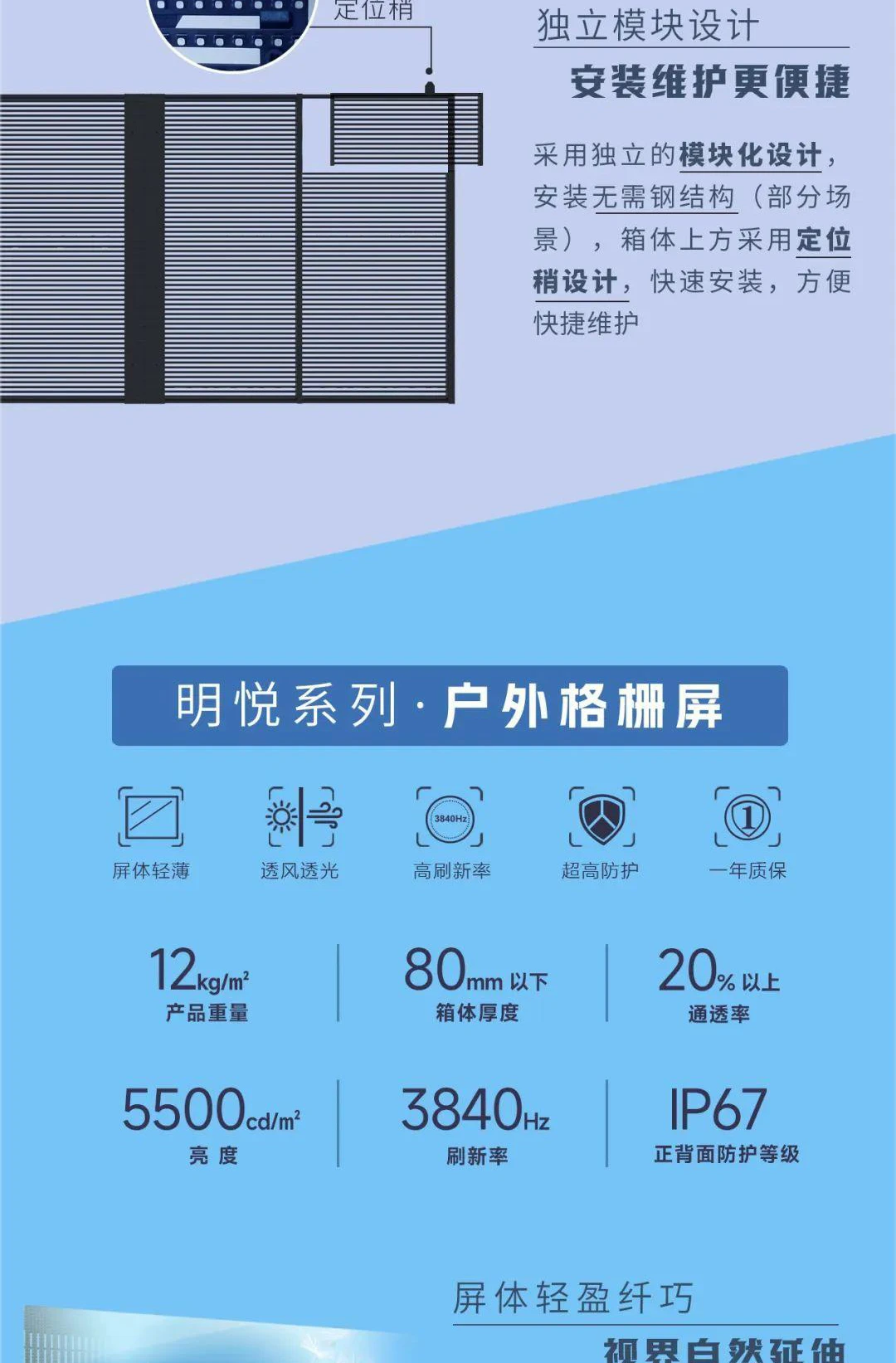 强力巨彩室内透明屏，格栅屏，明心悦目，如光之翼！强力巨彩明悦系列跃然上市！