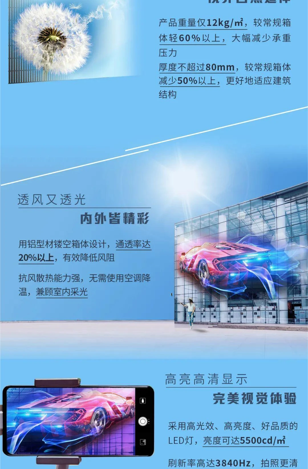 强力巨彩室内透明屏，格栅屏，明心悦目，如光之翼！强力巨彩明悦系列跃然上市！