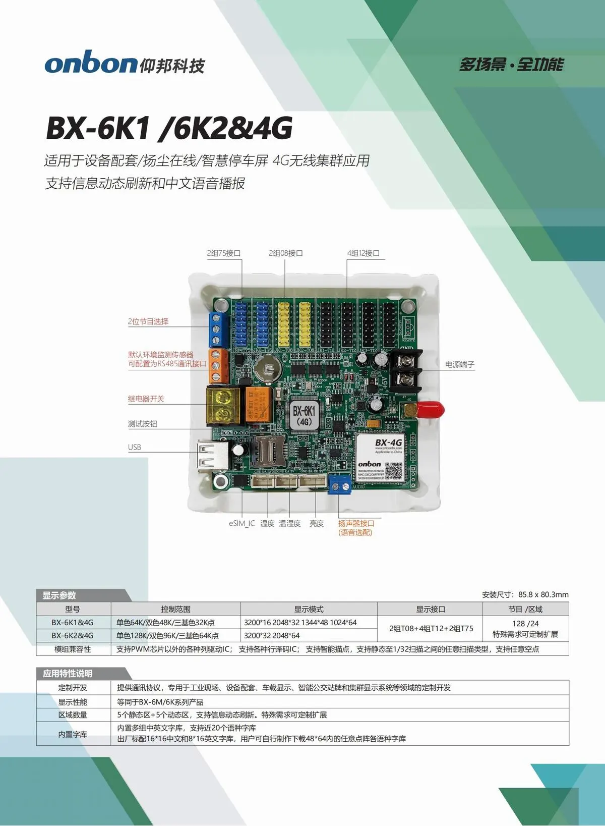 BX仰邦六代三基色产品线，通用控制器 X-6E/6M/6A系列，字库/语音控制器BX-6K/6K-YY/6M-YY系列，Modbus控制器BX-6X系列