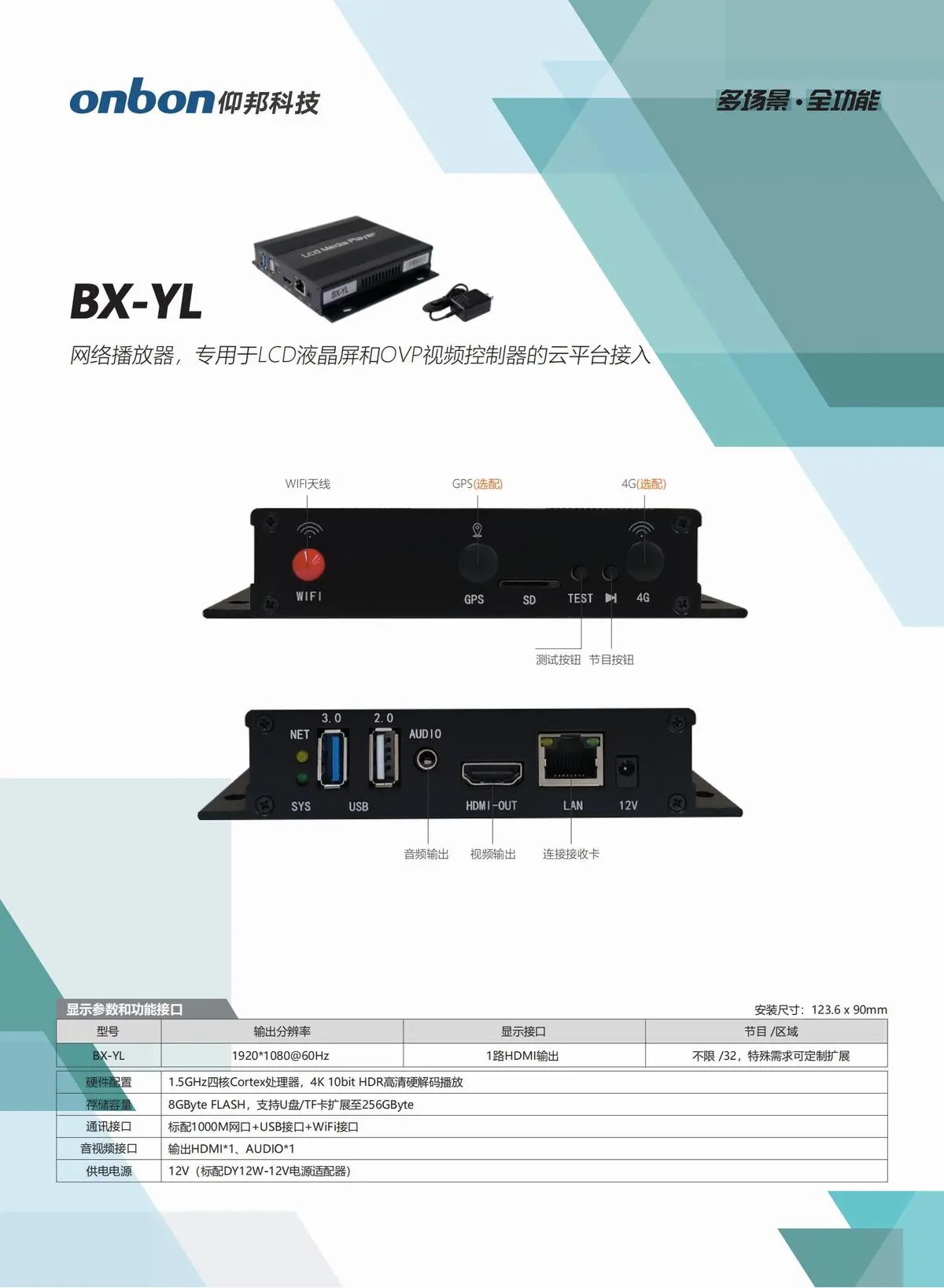 BX仰邦异步播放盒Y系列产品线，Y2Y3同异步Y3E/Y5双模播放器，Y04单板控制器，Modbus播放器BX-Y1M